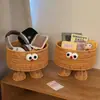 Cesta de Almacenamiento de Escritorio, Cesta Tejida Grande, Cesta de Almacenamiento para el Hogar, Linda Cesta de Almacenamiento de Ratán, Cesta de Almacenamiento para Snacks