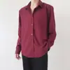 Camisa para Hombre Color Rojo Liso Versátil Ropa de Exterior Ropa Interior Adolescente Casual Toque de Alta Gama Estudiante Uniforme DK Camisa Superior
