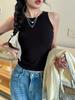 2025 Primavera y Verano Nuevo Camisola de Color Sólido Chaleco para Mujer Simple Cuello Redondo Ajustado Adelgazante Camisola Chaleco sin Mangas