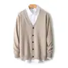 Cardigan Baicai Rong 2026 Nuevo Otoño/Invierno de Lana Pura para Hombre, Cuello en V, Juvenil, Casual de Negocios, Chaqueta de Punto a la Moda