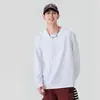 Camiseta de manga larga de color liso de peso pesado para primavera y otoño para hombre, top de color liso holgado para otoño, uniforme de trabajo de cuello redondo para hombre, ropa de trabajo de manga larga
