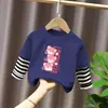 G2011# Camiseta de Manga Larga para Niños y Niñas de Primavera y Otoño Nuevo Vestido de Otoño para Niños Chaqueta de Bebé Estilo Extranjero Base
