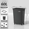 Papelera comercial sin tapa, forma cuadrada extragrande, gran capacidad para uso doméstico, cocina, uso industrial, oficina, negro, exterior