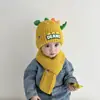 Conjunto de Bufanda y Gorro de Punto Estilo Coreano para Niños, Set de 2 Piezas para Niños y Niñas, Letras Bordadas, Color Sólido, Gorro de Bebé Versátil para Invierno