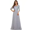 Novo Elegante Vestido de Noite Ultra-Longo com Lantejoulas, Gola Redonda, Manga Meia-Manga, Corte em A para Mulheres da Amazon 2026 Vestido de Banquete