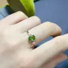 Anel Natural Chaffrey cor verde coleção efeito de auto-uso excelente pedra principal 5*7mm prata de lei 925 cravação de precisão