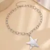 Colar Pingente Estrela de Cinco Pontas Geométrico de Liga Europeu e Americano Cruzado Moda Personalidade Exagerada Corrente para Clavícula Estrela Atacado