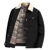Chaqueta de Plumón para Hombre Otoño/Invierno 2026 Cuello Solapa Estilo Ropa de Trabajo Relleno 90% Plumón de Pato Blanco Abrigo Cálido Casual de Negocios para Jóvenes