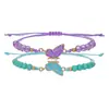 Pulsera tejida de mariposa al por mayor transfronterizo, pulsera de cuentas para parejas y amigos, pulsera de cordón de cera ajustable con mariposa de aleación