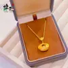 Tienda de Oro Mismo Estilo Oro Arena Diamante Incrustado Flor de Loto Ruyi Candado Colgante para Mujer, Nuevo Estilo Chino Pepita de Oro Gordita Fortuna Collar Joyería