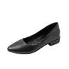 Zapatos de Trabajo para Mujer Nuevos Negros Verano Profesionales Herramienta de Trabajo Zapatos de Mujer Puntiagudos de Cuero Grueso Cuero Suave Zapatos de Suela Suave