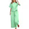 Conjunto de moda casual de dos piezas de manga corta nuevo transfronterizo europeo, americano y del sudeste asiático 2025 ropa de mujer talla grande