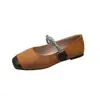 Impresionantes zapatos Mary Jane de estilo francés para mujer, nueva colección otoño 2026, adecuados para combinar con faldas, elegantes y cómodos, zapatos planos de punta cuadrada