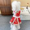 Vestido festivo de algodón de una pieza para gato y perro para Año Nuevo Chino, Otoño e Invierno, Forro polar engrosado, Talla pequeña y mediana, Teddy Hanfu Transfronterizo