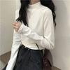 Venta al por mayor una generación de terciopelo para el cabello cuello semi alto camisa de fondo para mujer otoño/invierno nuevo abrigo cálido delgado para uso exterior