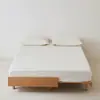 100% Algodón de Fibra Larga Alta Densidad de Hilos Cepillado Pieza Única Algodón Puro Grosor Sábana Ajustable Cobertura Total Todo Algodón Cubre Cama Color Sólido Satén