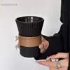 Taza de Café Colgante de Obsidiana Negra Simple de Alto Valor, Taza de Té Antiescaldado, Taza de Vidrio Mate, Taza para Latte, Taza para Beber en Casa