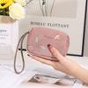 Cartera corta de exportación transfronteriza estilo coreano de cuero PU con cremallera estampada plegable, bolso de mano corto multifuncional, monedero para mujer