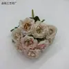 Buquê artificial de rosas europeias com 9 cabeças, arranjo para corredor de casamento, decoração de arco para salão de casamento, design de interiores de hotel, materiais de flores artificiais