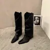 Botas Femininas Longas Fashion Versáteis Bico Fino Rebite Slip-On Novidade Primavera/Outono 2026