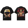 Camiseta de Manga Corta para Hombre Estilo Hip Hop Rodman Street Suelta Oversize Doble Hilo Algodón Puro Cuello Pequeño
