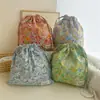 Estilo forestal estampado floral vintage bolsa de tela con cordón bolsa de almacenamiento de algodón bolsa para ropa interior bolsa de viaje venta al por mayor de fábrica