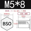 Tuerca remachable galvanizada Espárrago Agujero ciego Espárrago Rosca interna Inserto roscado Acero al carbono Parte remachable BSO-M5*5-M5*40