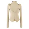 Conjunto de Dos Piezas Otoño/Invierno 2026 Chica Picante Cárdigan Superior Temperamento Mujer Coreana Cuello Semi Alto Chaleco sin Mangas Camiseta de Manga Larga Adelgazante