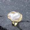 Moderna, Exagerada, Única, Perlas Irregulares con Forma Barroca, Anillo Abierto Ajustable, Joyería de Gama Alta de Nicho