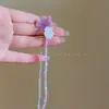 Collar de Cristal Morado de Flor Dopamina con Perlas para Mujer, Estilo Dulce de Nicho, Adecuado para Combinar con Vestidos, Cadena para Clavícula, Accesorio de Cadena para el Cuello