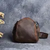 Bolsa de Ombro Masculina em Couro Crazy Horse Retrô Bolsa de Couro Genuíno Bolsa Mensageiro de Ombro em Couro de Vaca de Primeira Camada Bolsa Casual Simples Feminina