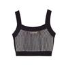 Chaleco de Punto a Rayas Versátil de Cuello Cuadrado con Tirantes para Mujer Sexy sin Mangas de Hombros Descubiertos Espalda Descubierta Corto Cropped