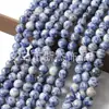 Piedra Natural Punto Blanco Piedra Azul Cuentas Sueltas Accesorios para Joyería de Cuentas DIY Cuentas Redondas de Piedra Azul Antigua Semiacabado Wholesale Decoración