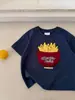 2026 Verão Manga Curta Roupa Infantil Crianças Estilo Coreano Casual Bebê Fofo Camiseta Básica Meninos Batata Frita Hambúrguer Algodão