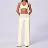 Novas calças de yoga esportivas de cintura alta com cós dobrável, conjunto de corrida e fitness ao ar livre com sutiã estilo europeu e americano de gola halter com falso duas peças
