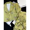 Regalo transfronterizo pijamas de ilustración de alta gama para mujer, temperamento, solapa, manga larga, se puede usar, traje de seda helada, foto real, venta al por mayor