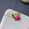 Anillo con colgante de ópalo rosa natural de 6*8mm, plata de ley, incrustado con gema natural, una generación transfronteriza