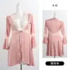 Ropa interior marca Guiruo deseo puro dulce satén sedoso sexy cárdigan caliente bata para dama traje para casa 1713