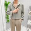 Camisa negra de manga larga para hombre, estilo Hong Kong, estilo japonés, para primavera y otoño, camisa informal de negocios de color sólido de alta calidad.