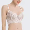 Lingerie Sexy Renda Cílios Estilo Francês Transfronteiriça para Mulheres, Ultra-Fina, Puro Desejo, Minimiza Seios Grandes, Anti-Queda, Lindo Conjunto de Lingerie para Costas
