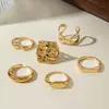 Joyería Transfronteriza Europea y Americana Anillo de Aleación Brillante Geométrico Irregular Diseño de Anillo Abierto Cruzado Plegado Juego de Anillos