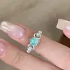 Anillo Vintage Color Paraí Transparente Sal Marina Tres Dimensiones Cepillado Abierto Medieval para Mujer Venta al por Mayor
