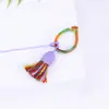 Chaveiro Pingente de Franja com Fivela de Anel Colorida em Degradê Tecido à Mão Ornamento Vintage Pingente Estilo Étnico Franja