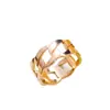 Cadena Cubana de Acero de Titanio Anillo Simple Hueco Versión Ancha Europea y Americana Transfronteriza Amazon Anillo Versátil Personalizado Suministro de Comercio Electrónico