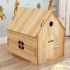 Casa de Madera para Perro Dividida Cuatro Estaciones Nido Interior para Gato Sombrilla de Verano Cobertizo Exterior para Perro Nido de Madera para Perro