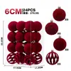 Conjunto de Bolas de Natal Aveludadas 6cm/24pcs Enfeites para Árvore de Natal Decorações para Festas e Casamentos