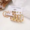 Aretes punk personalizados transfronterizos europeos y americanos creativos de metal elemento geométrico dorado traje juego de 6 piezas