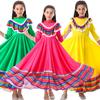 Traje de Danza de Estilo Étnico para Niña Mexicana Traje de Falda Amplia para Niñas Niños Traje de Actuación Disfraz