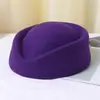 Sombrero de azafata estilo Hepburn francés, boina lisa, bombín de lana para presentaciones en recepción, sombrero elegante vintage para salidas