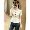 Blusa Elegante e Jovem para Mulheres Plus Size, Estilo Leve de Luxo, Manga Curta, Nova Coleção Verão 2026, Moda Única com Botões